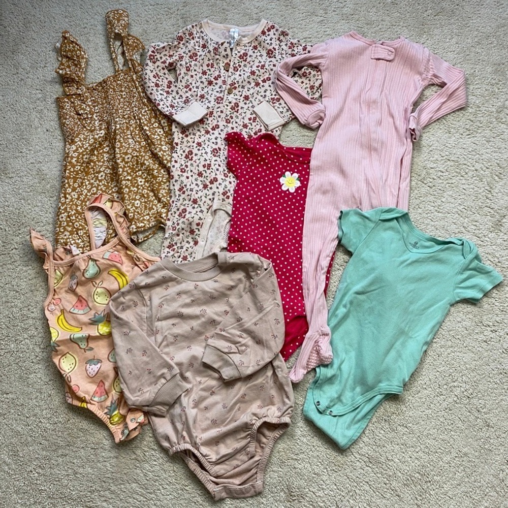 Baby Girl‎ Clothing Lot 24M Spring Summer Floral Rompers Bodysuits 7 pieces